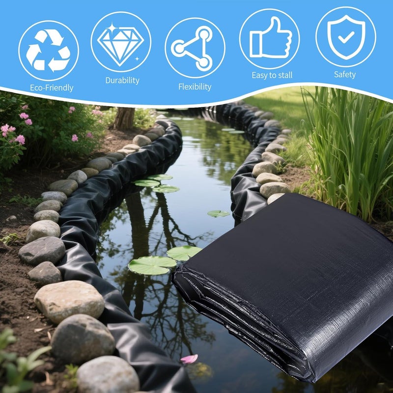YETREE 10 x 15 FT Pond Liner, 28 Mil Pond Liners for Outdoor Ponds, HDPE Pond Liner Leakproof Ecofriendly Easy Cut, Fish Pond Liner for Garden Ponds, Fish Ponds, Water Features - Image 4